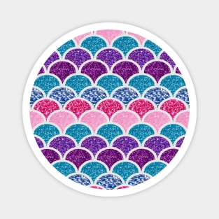 1980s preppy summer purple pink turquoise blue mermaid scales Magnet